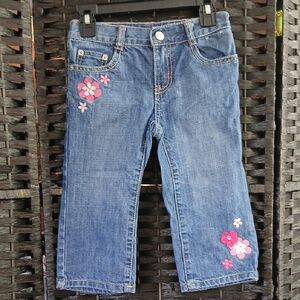 Gymboree Floral Embroidered Kids Denim Jeans SZ 6